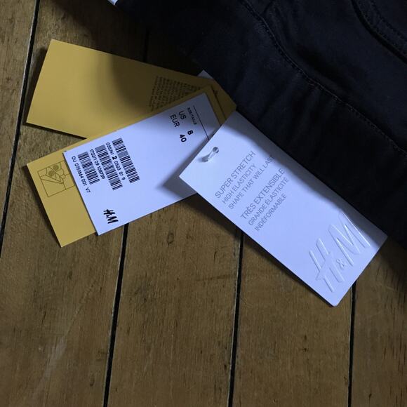 H&M Jeans Black Size 8 Super Stretch Skinny Regular Waist Full Length - Picture 3 of 6